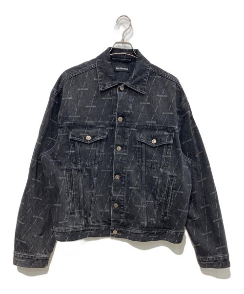 BALENCIAGA（バレンシアガ）BALENCIAGA (バレンシアガ) マルチロゴデニムジャケット ブラック サイズ:46の古着・服飾アイテム