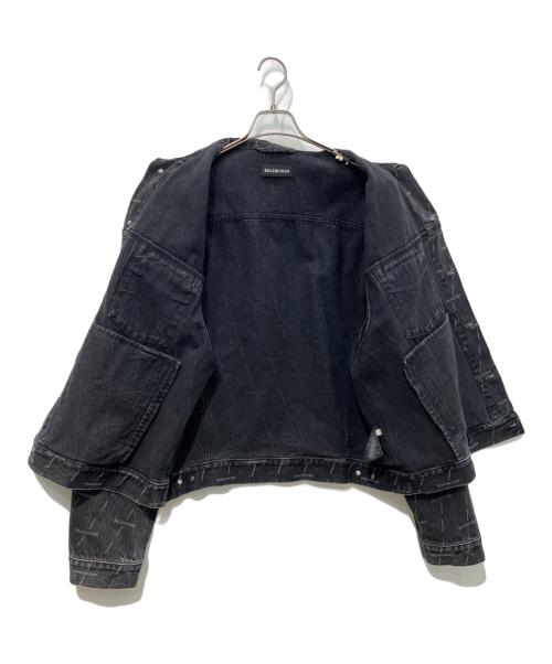 BALENCIAGA（バレンシアガ）BALENCIAGA (バレンシアガ) マルチロゴデニムジャケット ブラック サイズ:46の古着・服飾アイテム