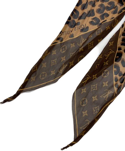 LOUIS VUITTON（ルイ ヴィトン）LOUIS VUITTON (ルイ ヴィトン) レオパード×モノグラムスカーフ ブラウンの古着・服飾アイテム