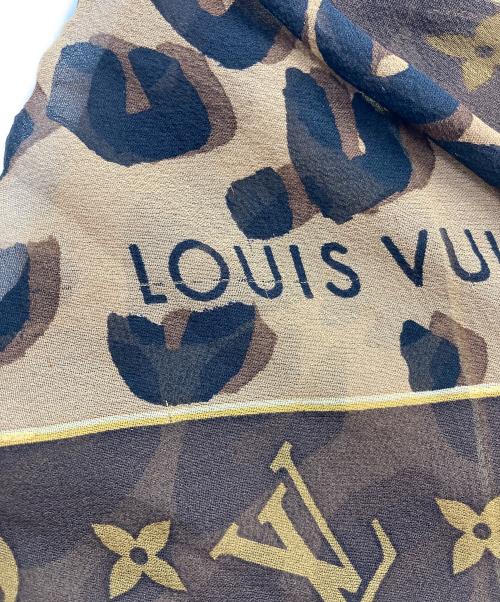 LOUIS VUITTON（ルイ ヴィトン）LOUIS VUITTON (ルイ ヴィトン) レオパード×モノグラムスカーフ ブラウンの古着・服飾アイテム