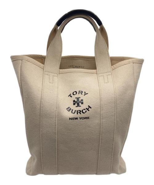 TORY BURCH（トリーバーチ）TORY BURCH (トリーバーチ) キャンバストートバッグ アイボリーの古着・服飾アイテム