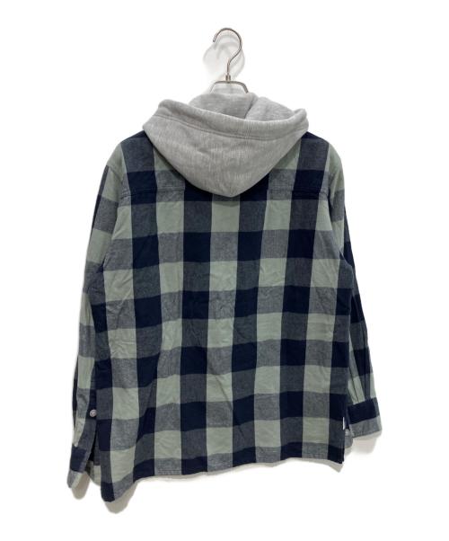 DESCENDANT（ディセンダント）DESCENDANT (ディセンダント) フード付ネルシャツ ネイビー×グレー サイズ:2の古着・服飾アイテム