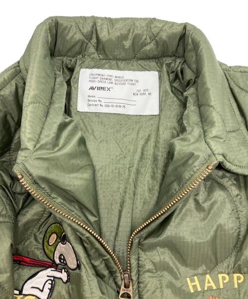 PEANUTS（ピーナッツ）PEANUTS (ピーナッツ) AVIREX (アヴィレックス) QUILTING JACKET FLYING ACE カーキ サイズ:Lの古着・服飾アイテム