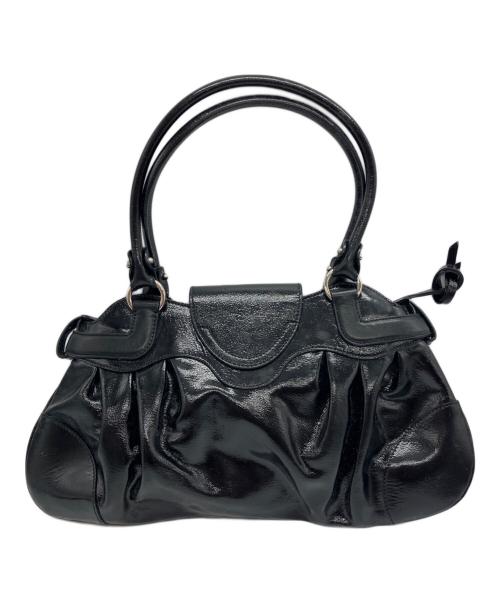 Salvatore Ferragamo（サルヴァトーレ フェラガモ）Salvatore Ferragamo (サルヴァトーレ フェラガモ) パテントレザー ガンチーニ ハンドバッグ　AU-21 6317 ブラックの古着・服飾アイテム