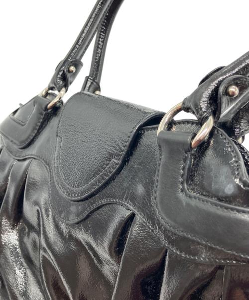 Salvatore Ferragamo（サルヴァトーレ フェラガモ）Salvatore Ferragamo (サルヴァトーレ フェラガモ) パテントレザー ガンチーニ ハンドバッグ　AU-21 6317 ブラックの古着・服飾アイテム