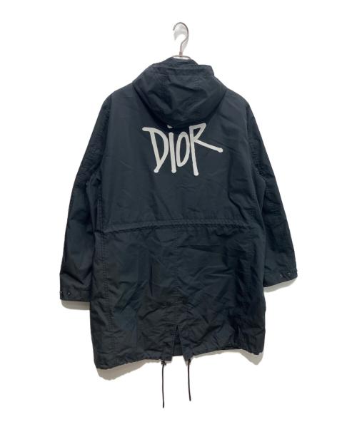Dior（ディオール）DIOR (ディオール) Shawn Stussy (ショーン・ステューシー) Back Logo Hooded Coat ブラック サイズ:46の古着・服飾アイテム