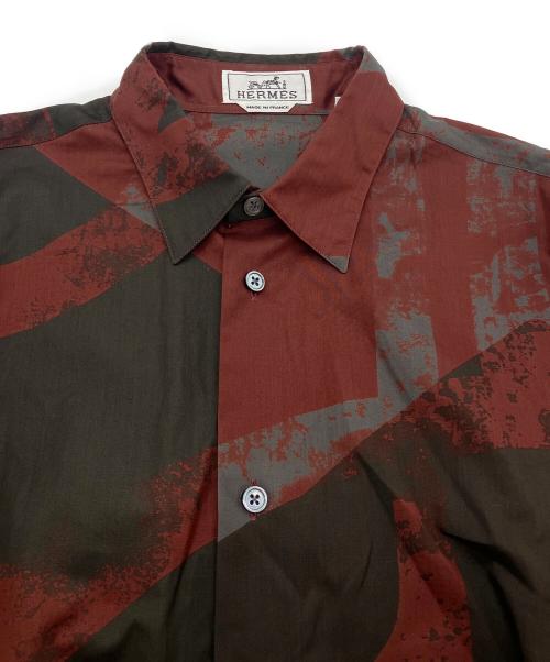 HERMES（エルメス）HERMES (エルメス) 袖セリエボタン総柄シャツ　22AW  レッド サイズ:37の古着・服飾アイテム