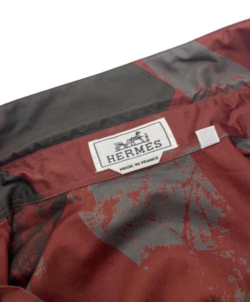 HERMES（エルメス）HERMES (エルメス) 袖セリエボタン総柄シャツ　22AW  レッド サイズ:37の古着・服飾アイテム