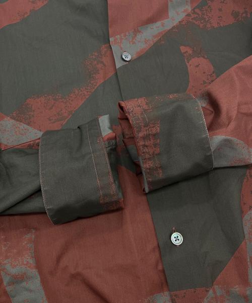 HERMES（エルメス）HERMES (エルメス) 袖セリエボタン総柄シャツ　22AW  レッド サイズ:37の古着・服飾アイテム
