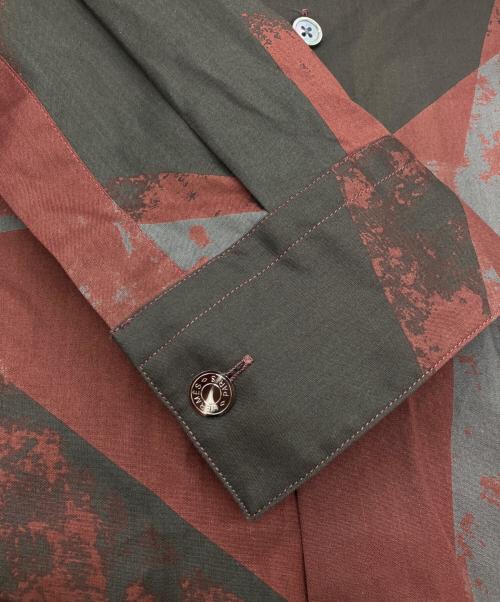 HERMES（エルメス）HERMES (エルメス) 袖セリエボタン総柄シャツ　22AW  レッド サイズ:37の古着・服飾アイテム