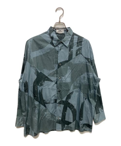 HERMES（エルメス）HERMES (エルメス) 袖セリエボタン総柄シャツ　 22AW ブルー サイズ:41の古着・服飾アイテム