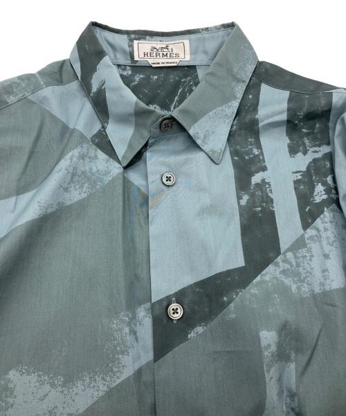 HERMES（エルメス）HERMES (エルメス) 袖セリエボタン総柄シャツ　 22AW ブルー サイズ:41の古着・服飾アイテム