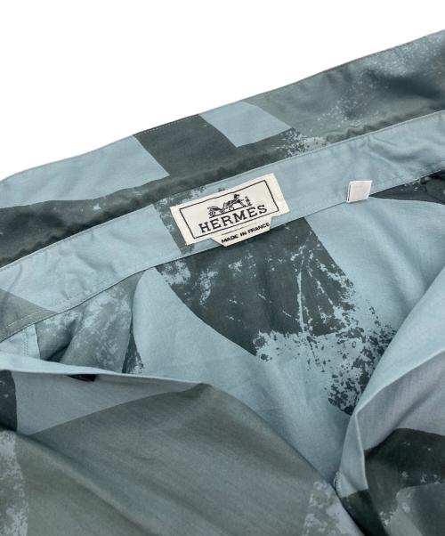HERMES（エルメス）HERMES (エルメス) 袖セリエボタン総柄シャツ　 22AW ブルー サイズ:41の古着・服飾アイテム