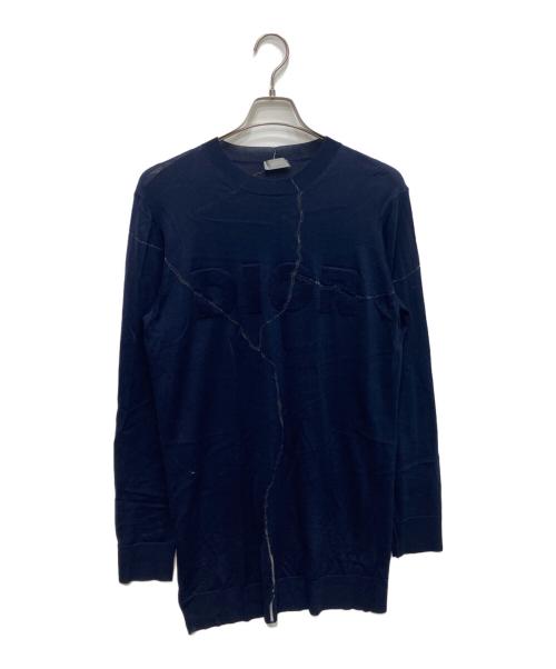 Dior（ディオール）DIOR (ディオール) Daniel Arsham パイルロゴ・エンブロイダリーニット ネイビー サイズ:Sの古着・服飾アイテム