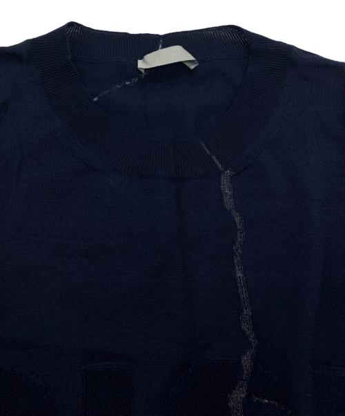 Dior（ディオール）DIOR (ディオール) Daniel Arsham パイルロゴ・エンブロイダリーニット ネイビー サイズ:Sの古着・服飾アイテム