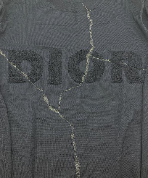 Dior（ディオール）DIOR (ディオール) Daniel Arsham パイルロゴ・エンブロイダリーニット ネイビー サイズ:Sの古着・服飾アイテム