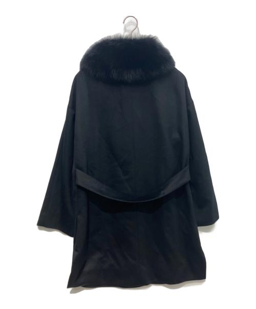 Leilian（レリアン）LEILIAN (レリアン) フォックスショールカラーカシミヤコート ブラック サイズ:11の古着・服飾アイテム