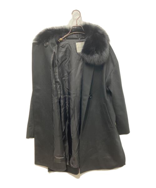 Leilian（レリアン）LEILIAN (レリアン) フォックスショールカラーカシミヤコート ブラック サイズ:11の古着・服飾アイテム