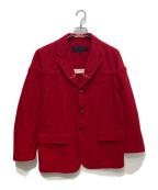 COMME des GARCONS HOMMEコムデギャルソン オム）の古着「ウール混裁ち切りデザイン織りジャケット　 01SS　 田中オム　 AD2000」｜レッド