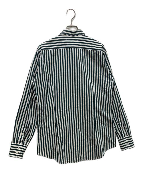 Maison Margiela（メゾンマルジェラ）Maison Margiela (メゾンマルジェラ) ストライプシャツ　21AW グリーン×ホワイト サイズ:40の古着・服飾アイテム