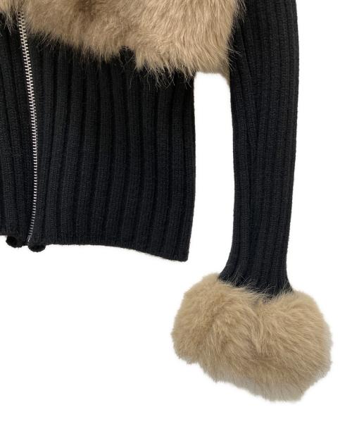 gienge（gienge）gienge (gienge) Fluffy fur edge knit tops ブラック サイズ:-の古着・服飾アイテム