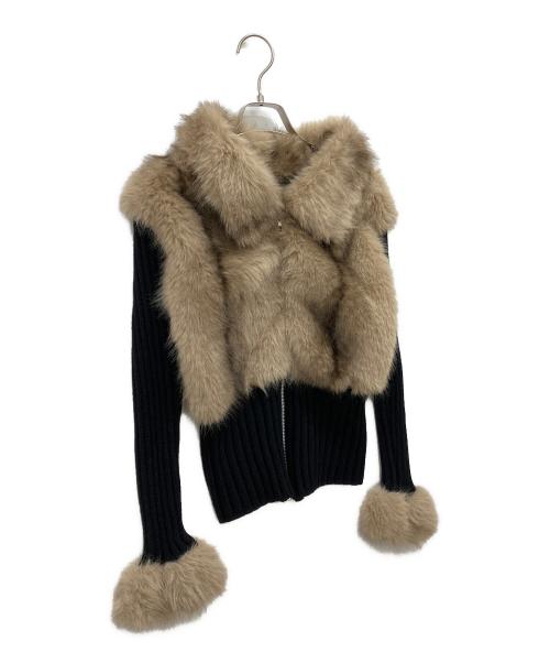 gienge（gienge）gienge (gienge) Fluffy fur edge knit tops ブラック サイズ:-の古着・服飾アイテム