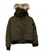 CANADA GOOSEカナダグース）の古着「Labrador Bomber Hooded Fur Down Jacket」｜オリーブ