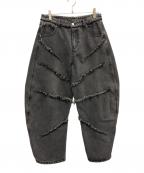 NOT4NERDノットフォーナード）の古着「Cut Off Curved Denim Pants」｜ブラック