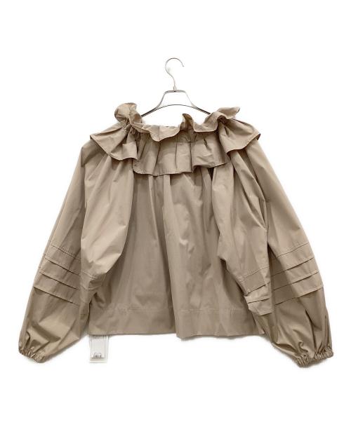 FRAY ID（フレイ アイディー）FRAY ID (フレイ アイディー) ラッフルカラーパフブラウス ベージュ サイズ:Freeの古着・服飾アイテム