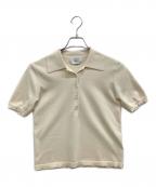 CLANEクラネ）の古着「SHOULDER PADS POLO KNIT TOPS」｜ベージュ