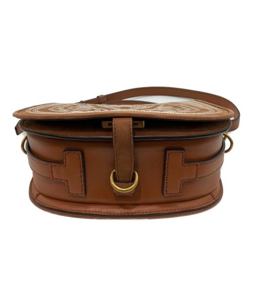 TORY BURCH（トリーバーチ）TORY BURCH (トリーバーチ) Embroidared Medium Saddle Bag ブラウンの古着・服飾アイテム