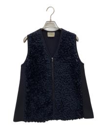 UNITED ARROWS（ユナイテッドアローズ）の古着「フラワー チュール ニットベスト」｜ネイビー