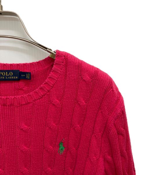 POLO RALPH LAUREN（ポロ・ラルフローレン）POLO RALPH LAUREN (ポロ・ラルフローレン) ケーブルニット ピンク サイズ:Sの古着・服飾アイテム