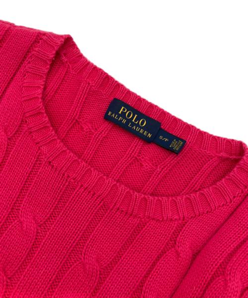 POLO RALPH LAUREN（ポロ・ラルフローレン）POLO RALPH LAUREN (ポロ・ラルフローレン) ケーブルニット ピンク サイズ:Sの古着・服飾アイテム