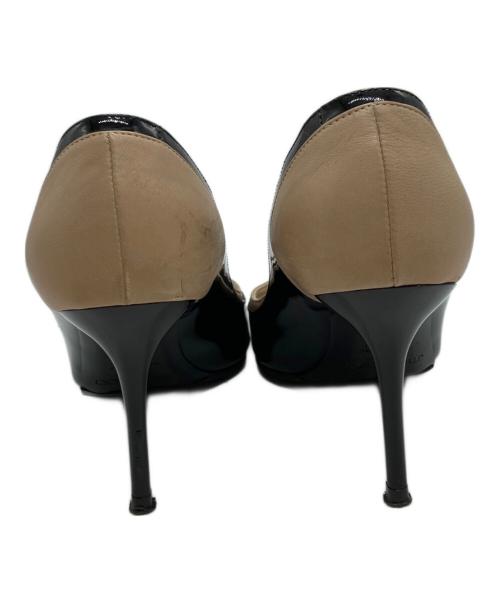 JIMMY CHOO（ジミーチュウ）JIMMY CHOO (ジミーチュウ) オープントゥリボンハイヒールパンプス ブラック サイズ:36の古着・服飾アイテム