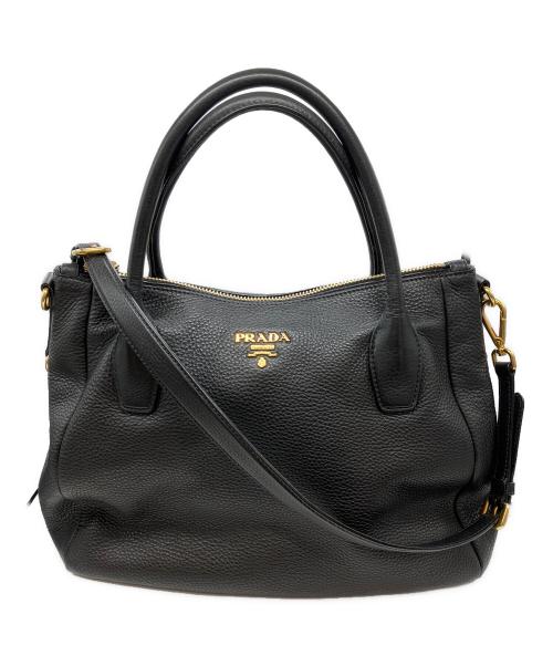 PRADA（プラダ）PRADA (プラダ) ヴィッテロダイノレザーショルダーバッグ ブラックの古着・服飾アイテム