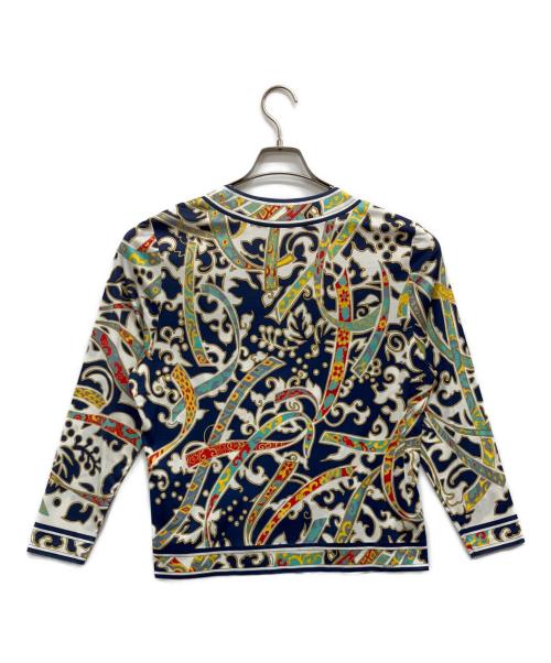 LEONARD FASHION（レオナールファッション）LEONARD FASHION (レオナールファッション) 総柄カーディガン ネイビー サイズ:Ｌの古着・服飾アイテム