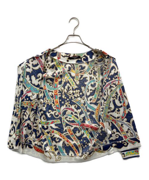 LEONARD FASHION（レオナールファッション）LEONARD FASHION (レオナールファッション) 総柄カーディガン ネイビー サイズ:Ｌの古着・服飾アイテム