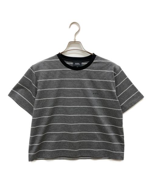 A.P.C.（アーペーセー）A.P.C. (アーペーセー) 半袖ボーダーカットソー グレー サイズ:Lの古着・服飾アイテム