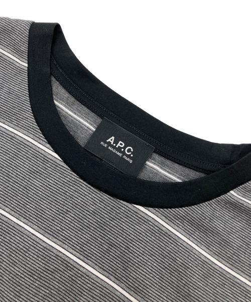 A.P.C.（アーペーセー）A.P.C. (アーペーセー) 半袖ボーダーカットソー グレー サイズ:Lの古着・服飾アイテム