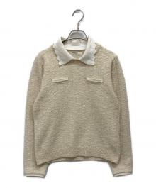 HER LIP TO（ハーリップトゥ）の古着「Petal-Edge Collar Knit Top」｜ベージュ