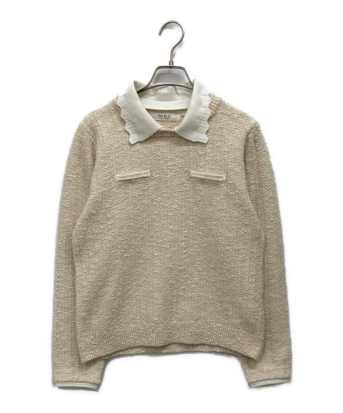 HER LIP TO（ハーリップトゥ）HER LIP TO (ハーリップトゥ) Petal-Edge Collar Knit Top ベージュ サイズ:Fの古着・服飾アイテム
