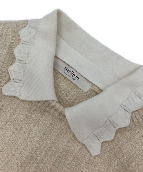 HER LIP TO（ハーリップトゥ）HER LIP TO (ハーリップトゥ) Petal-Edge Collar Knit Top ベージュ サイズ:Fの古着・服飾アイテム