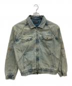 SUPPLIERサプライヤー）の古着「Cross Leather Patch DenimJacket」｜ブルー