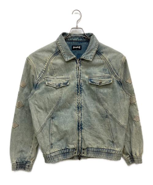 SUPPLIER（サプライヤー）SUPPLIER (サプライヤー) Cross Leather Patch DenimJacket ブルー サイズ:XLの古着・服飾アイテム