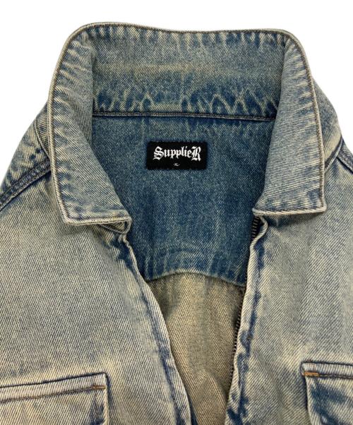 SUPPLIER（サプライヤー）SUPPLIER (サプライヤー) Cross Leather Patch DenimJacket ブルー サイズ:XLの古着・服飾アイテム