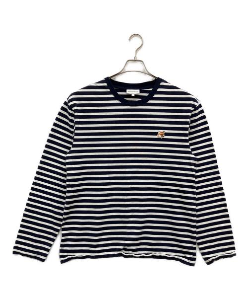 maison kitsune（メゾンキツネ）maison kitsune (メゾンキツネ) ボーダーカットソー ネイビー×ホワイト サイズ:Lの古着・服飾アイテム