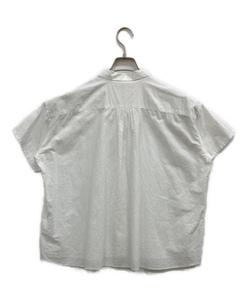 HUIS（ハウス）HUIS (ハウス) コットンリネン半袖ギャザーワイドブラウス ホワイト サイズ:Fの古着・服飾アイテム