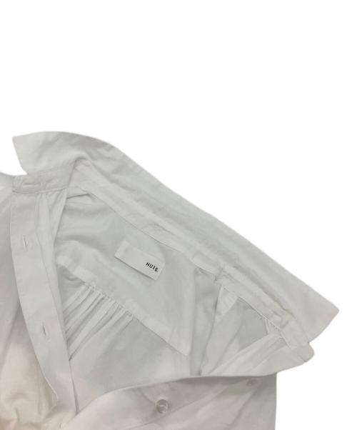 HUIS（ハウス）HUIS (ハウス) コットンリネン半袖ギャザーワイドブラウス ホワイト サイズ:Fの古着・服飾アイテム