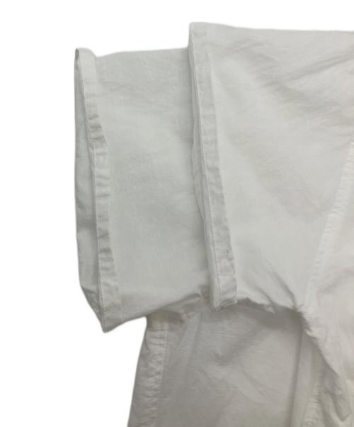 HUIS（ハウス）HUIS (ハウス) コットンリネン半袖ギャザーワイドブラウス ホワイト サイズ:Fの古着・服飾アイテム
